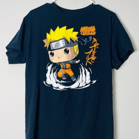 Naruto Shippuden Graphic Tee Men's Medium Black Anime Manga Cartoon Running - Picture 3 of 9
